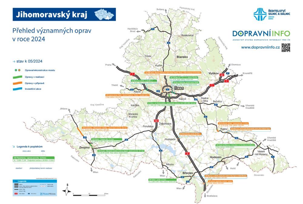 Mapa významných oprav Závodu Brno (květen 2024) - Ředitelství silnic a ...