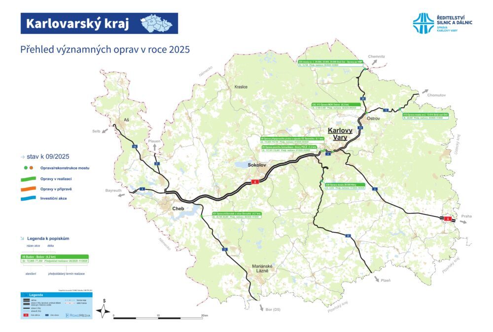 Přehled plánovaných oprav pro rok 2025 v Karlovarském kraji (září)