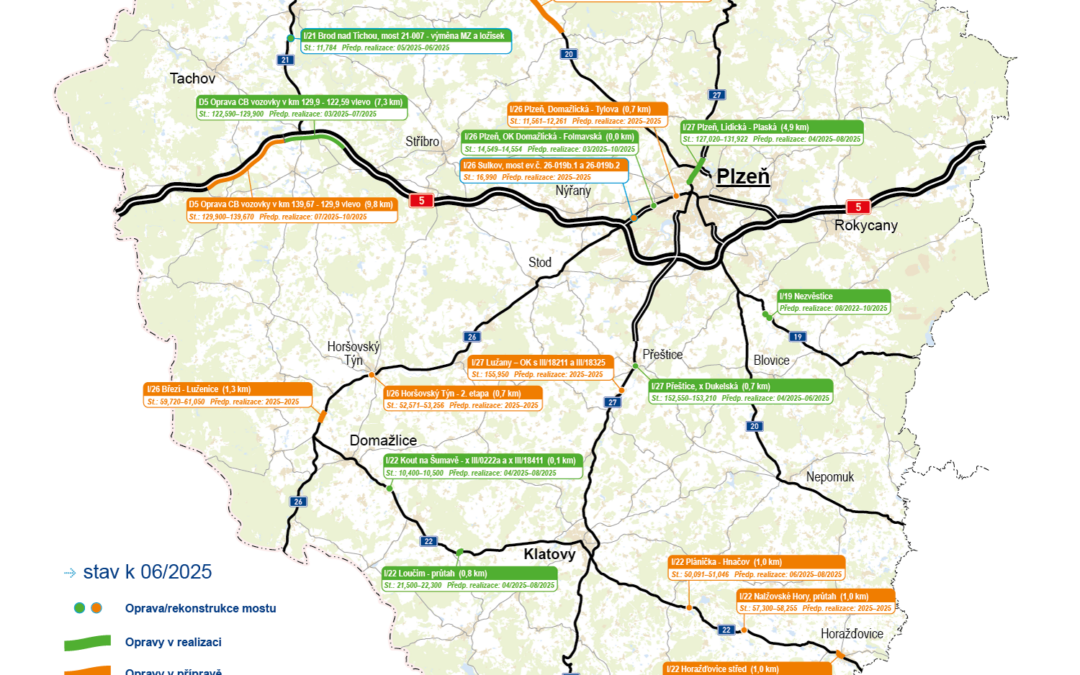 Aktualizovaná mapa plánovaných oprav na rok 2025 – červen