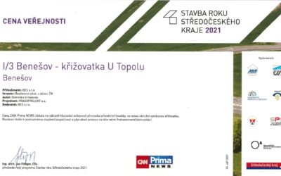 Okružní křižovatka u Topolu na silnici I/3 získala ocenění veřejnosti