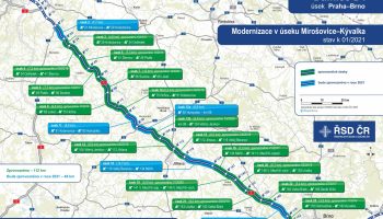 Modernizace D1 - mapa 2021