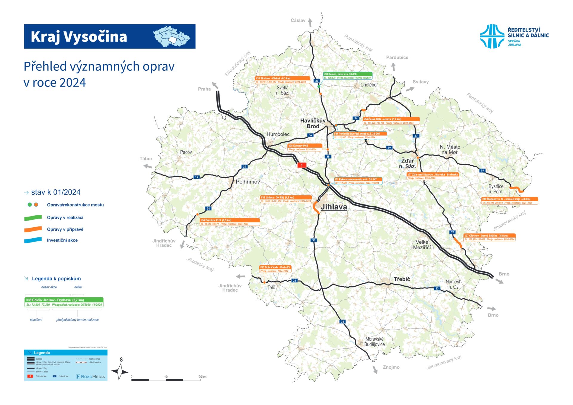 P Ehled V Znamn Ch Oprav A Staveb V Roce 2024 Na Vyso In Editelstv   Rsd Mapa Oprav 2024 Sprava Jihlava 1 