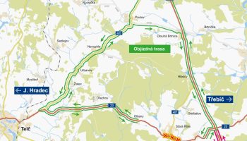 Mapa objízdných tras