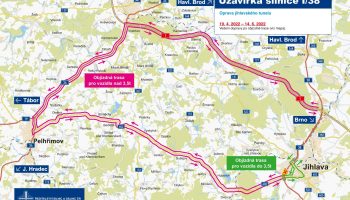 Mapka objízdných tras